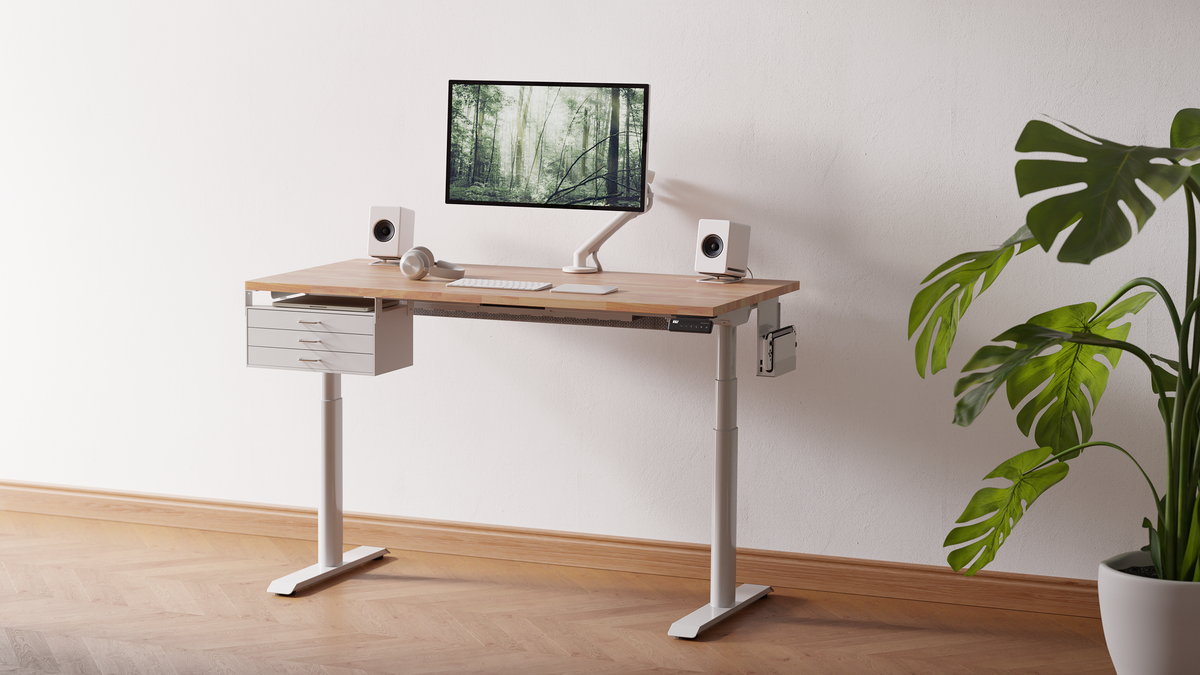 PREDUCTS DESK - GROVE + ケーブルホルダー付き モジュール式電動昇降デスク GROVE / Standing | PREDUCTS