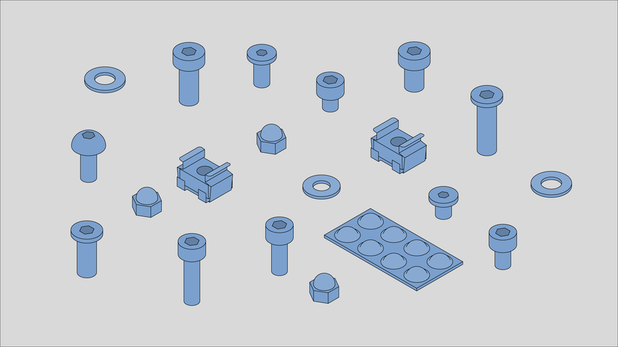 PREDUCTS製品に付属するネジなどのパーツ一覧
