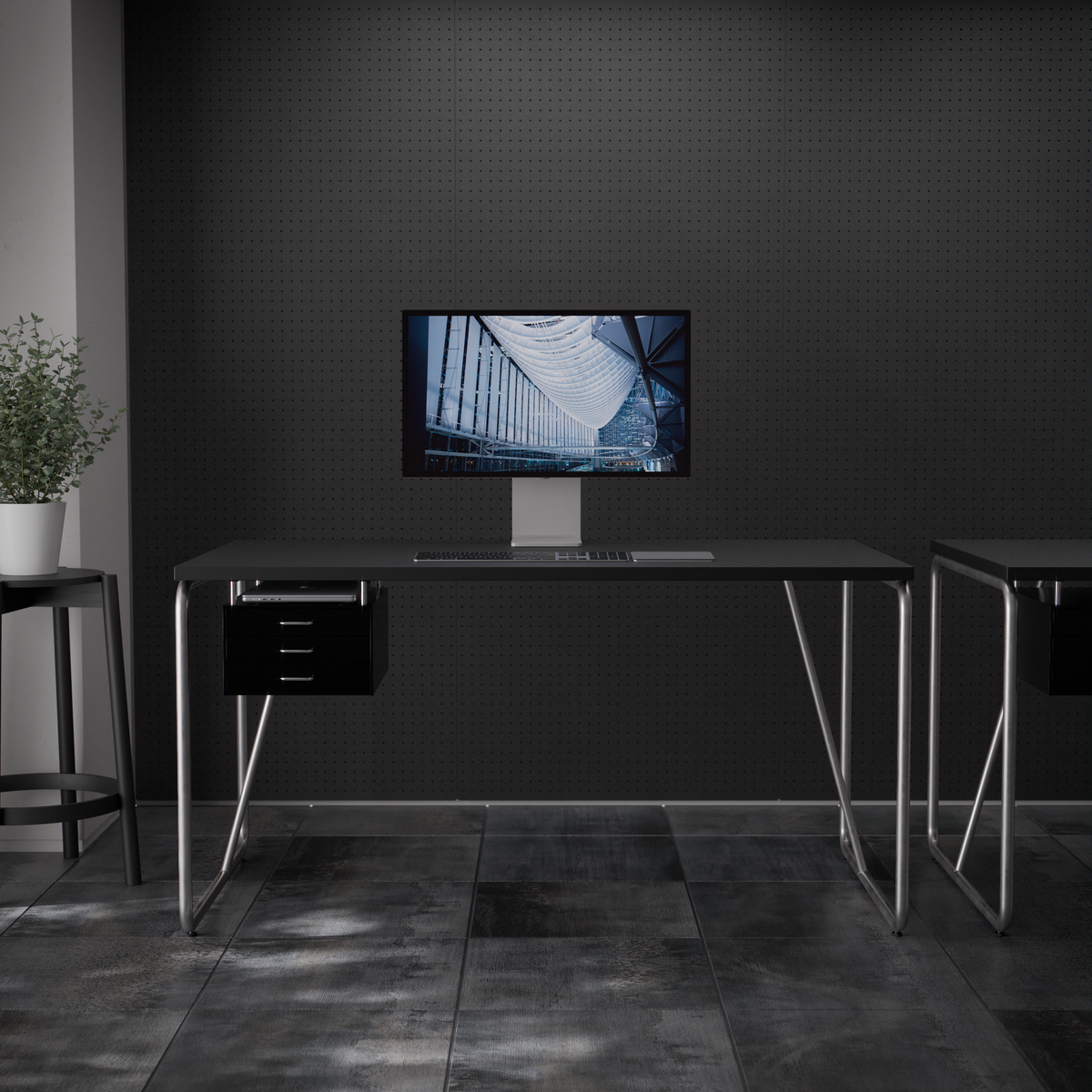 DESK - METRO DARK / Steel Leg